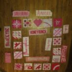 photo of raw materials for pink & white sampler & love words